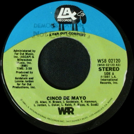 War - Cinco De Mayo / Don't Let No One Get You Down (From The Lax Records Lp # Fw-37113 'why Can't We Be Friends?') side A