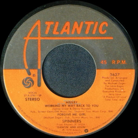 Spinners - Disco Ride / Medley (Working My Way Back To You / Forgive Me, Girl) side B