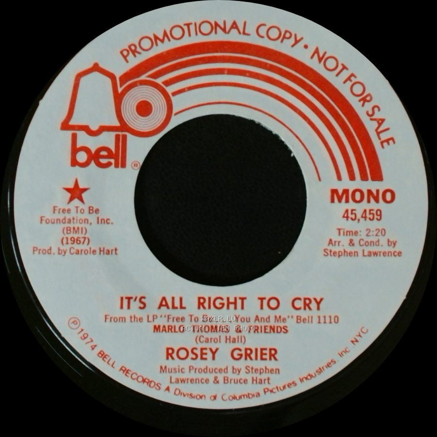 Rosey Grier - It's All Right To Cry / It's All Right To Cry side A