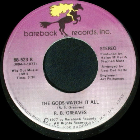 R. B. Greaves - Who's Watching The Baby (Margie) / The Gods Watch It All side B