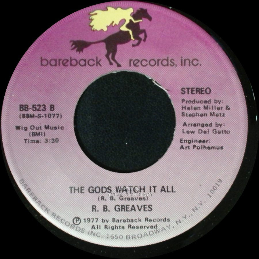 R. B. Greaves - Who's Watching The Baby (Margie) / The Gods Watch It All side B