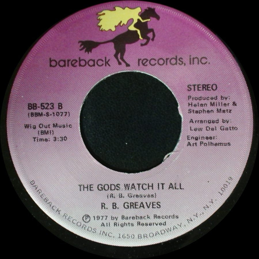 R. B. Greaves - Who's Watching The Baby (Margie) / The Gods Watch It All side B