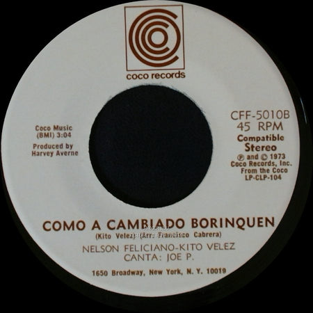 Nelson Feliciano-Kito Velez - Como A Cambiado Borinquen / Luz Del Cielo side B