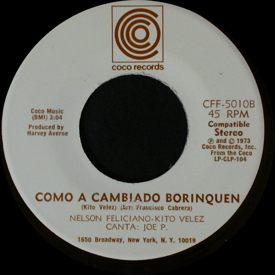 Nelson Feliciano-Kito Velez - Como A Cambiado Borinquen / Luz Del Cielo side B