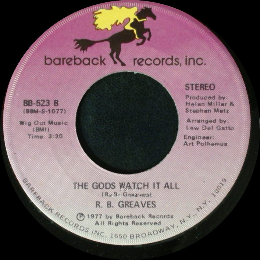 R. B. Greaves - Who's Watching The Baby (Margie) / The Gods Watch It All side B