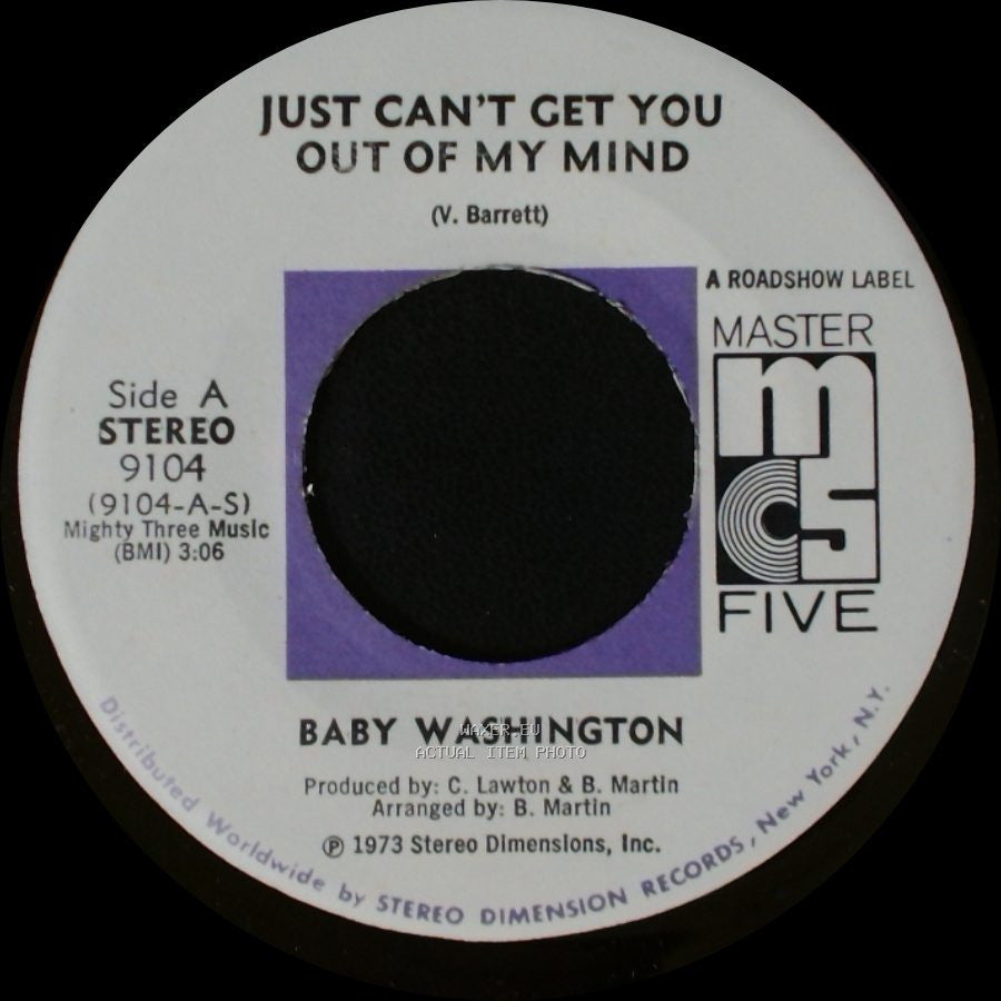 Baby Washington - Just Can't Get You Out Of My Mind / You (Just A Dream) side A