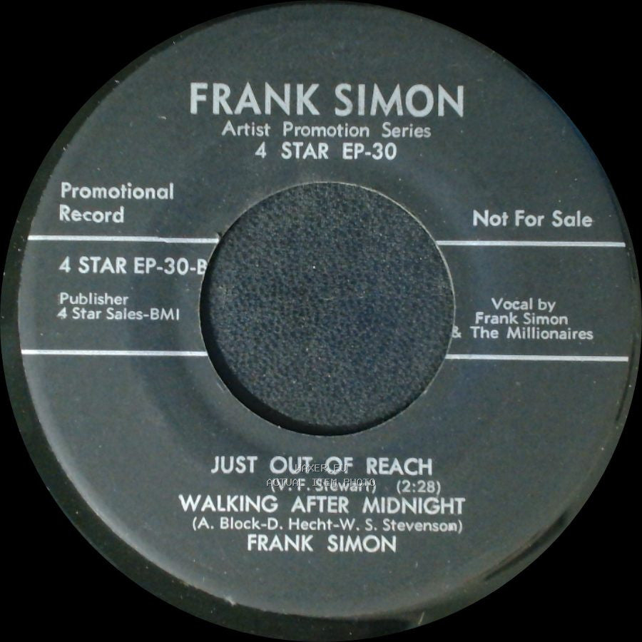 Frank Simon - Just Out Of Reach / Walking After Midnight / I Can See An Angel / Honky Tonk Merry Go Round side A