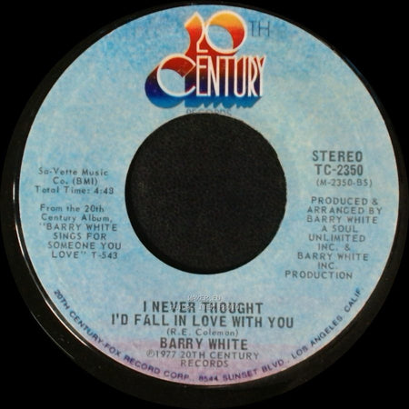Barry White - I Never Thought I'd Fall In Love With You / It's Ecstasy When You Lay Down Next To Me side A