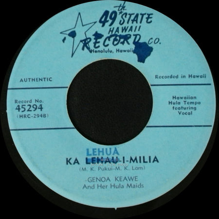 John Piilani Watkins And His Music / Genoa Keawe And Her Hula Maids - Aloha Puna / Lehua Ka Lehau-I-Milia side B
