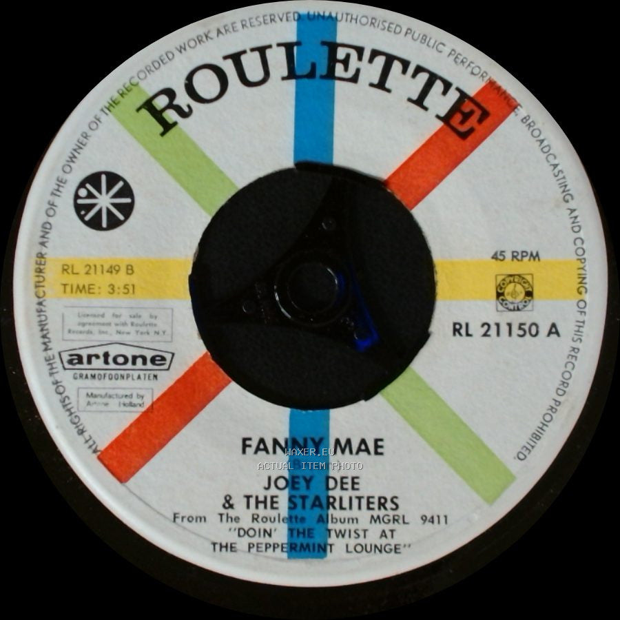 Joey Dee & The Starliters / Jo Ann Campbell With Joey Dee & The Starliters - Fanny Mae / Let Me Do My Twist side A