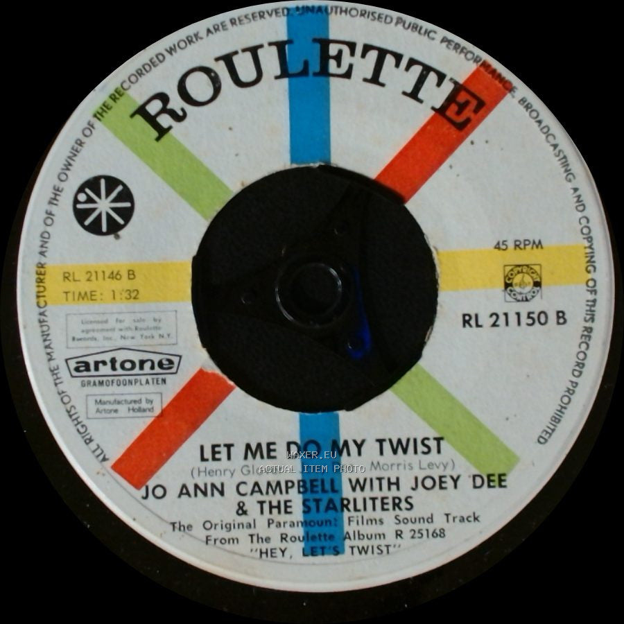 Joey Dee & The Starliters / Jo Ann Campbell With Joey Dee & The Starliters - Fanny Mae / Let Me Do My Twist side B