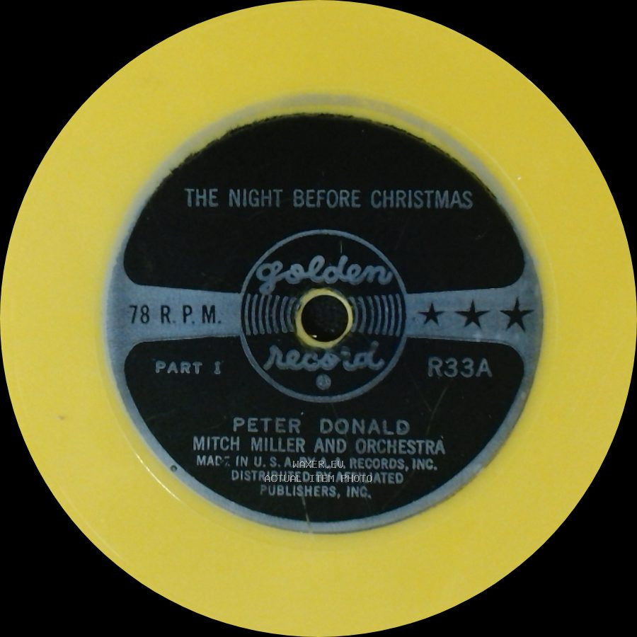 Peter Donald Mitch Miller And Orchestra / Peter Donald - The Night Before Christmas Part I / The Night Before Christmas Part Ii side A