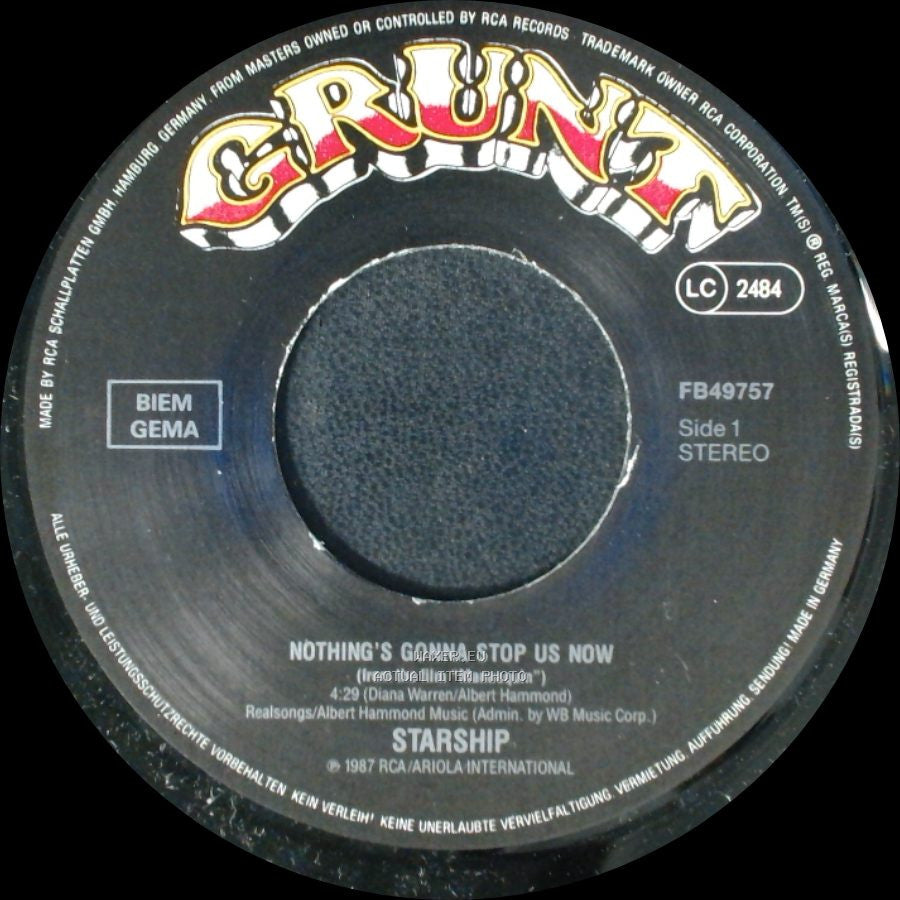 Starship - Nothing's Gonna Stop Us Now / Layin' It On The Line side A