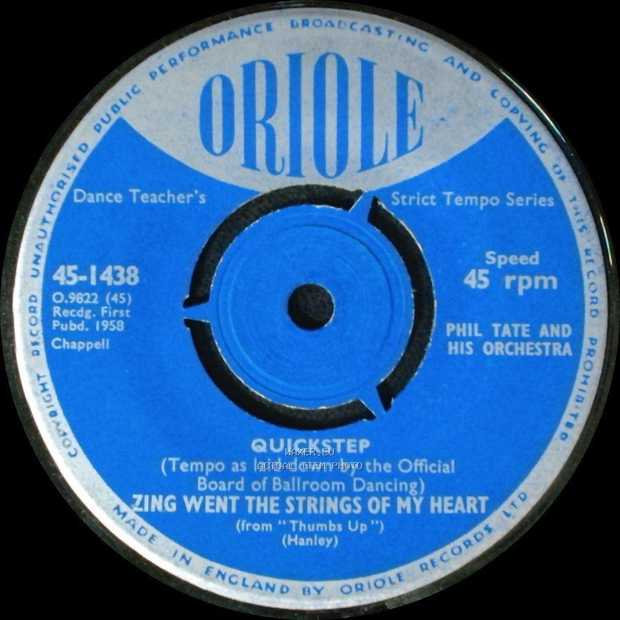 Phil Tate And His Orchestra - Dream Lover / Zing Went The Strings Of My Heart side B