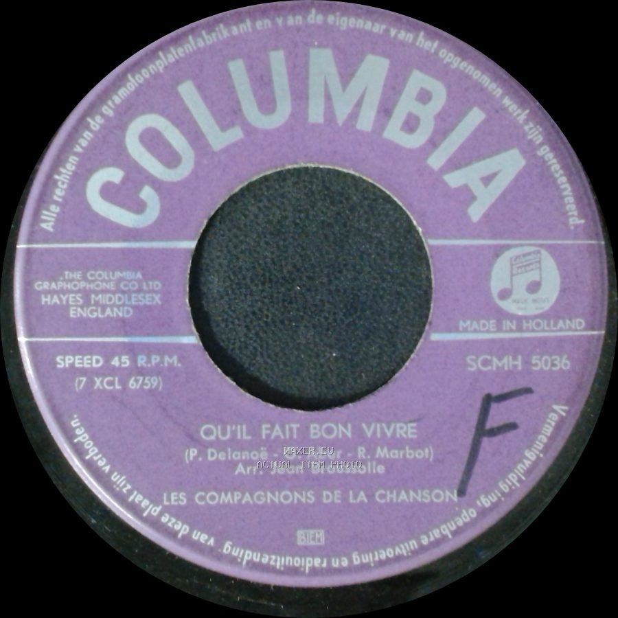 Les Compagnons De La Chanson - Qu'il Fait Bon Vivre / C'est Ca L'amore (I Sing Ammore) side A