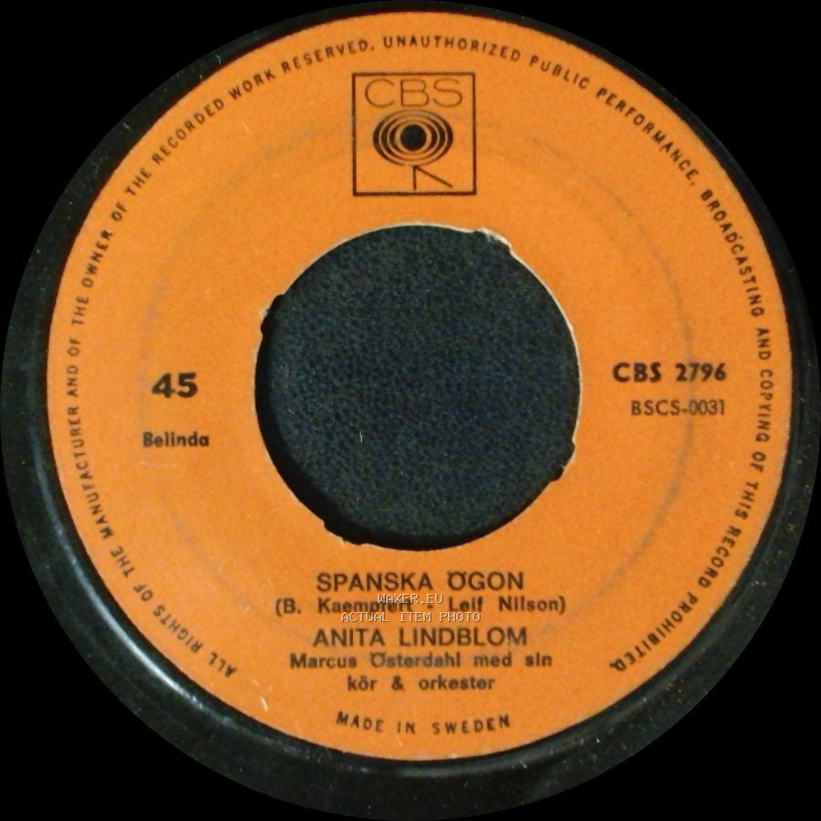 Anita Lindblom - Spanska Ögon / Minns Du Den Sangen side A