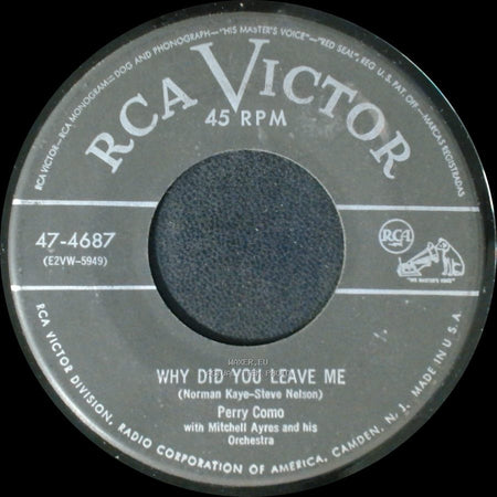 Perry Como - Lonesome - That's All / Why Did You Leave Me side B