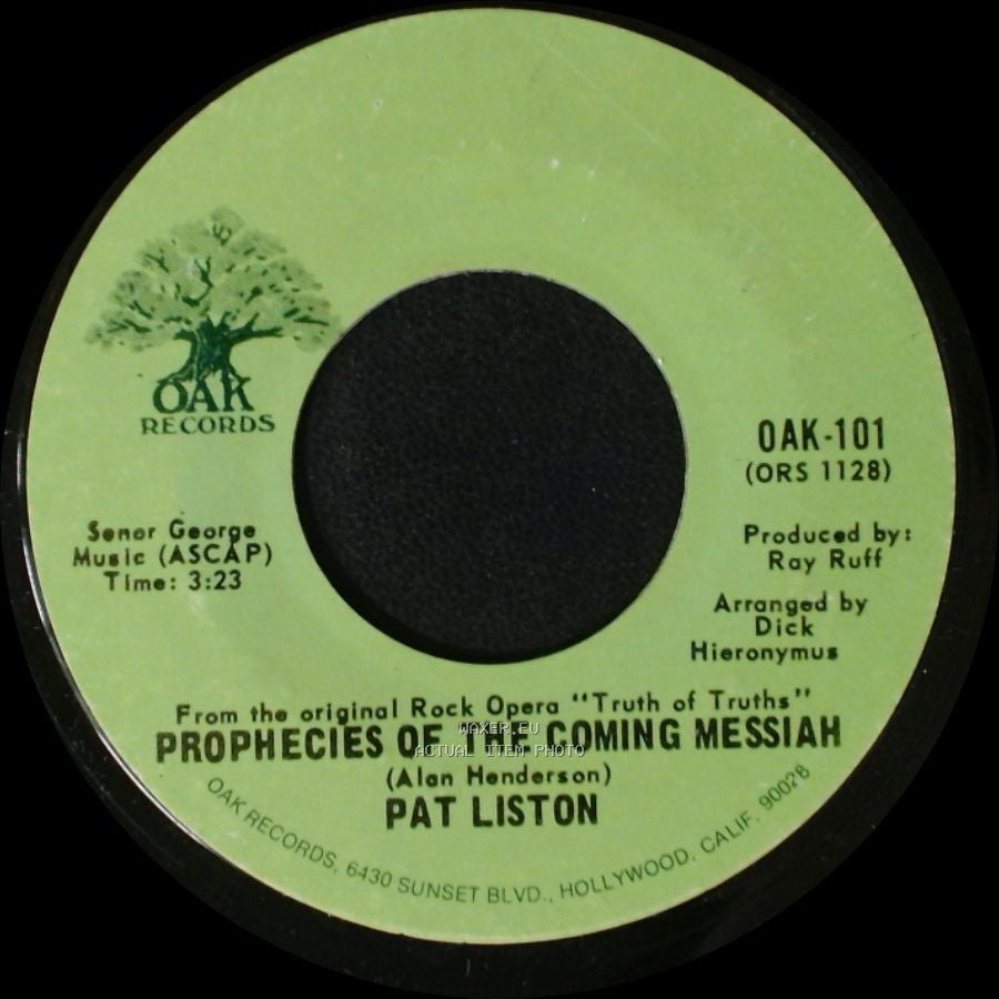 Pat Liston - David To Batshsheba / Prophecies Of The Coming Messiah side B