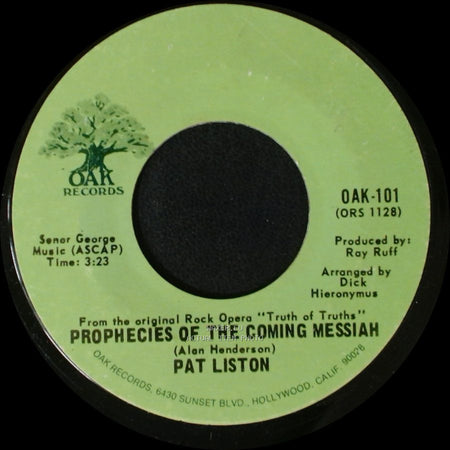 Pat Liston - David To Batshsheba / Prophecies Of The Coming Messiah side B