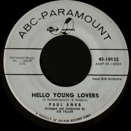 Paul Anka - I Love You In The Same Old Way / Hello Young Lovers side B