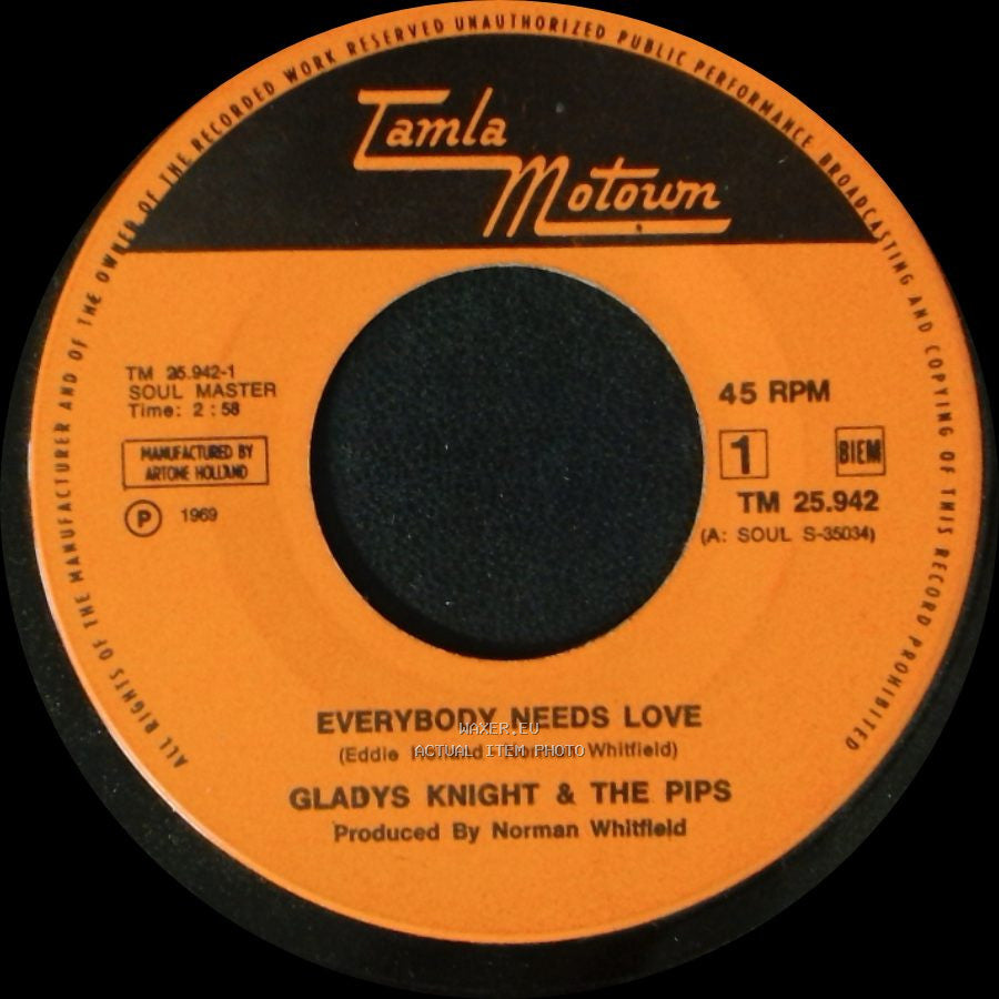 Gladys Knight & The Pips - Take Me In Your Arms And Love Me / Everybody Needs Love side B
