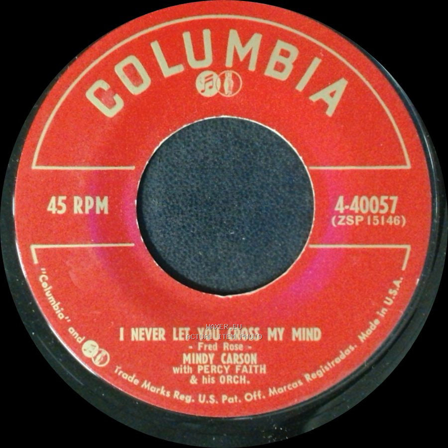 Mindy Carson With Percy Faith & His Orch. - Darling, Darling (I'll Make It Up To You) / I Never Let You Cross My Mind side B