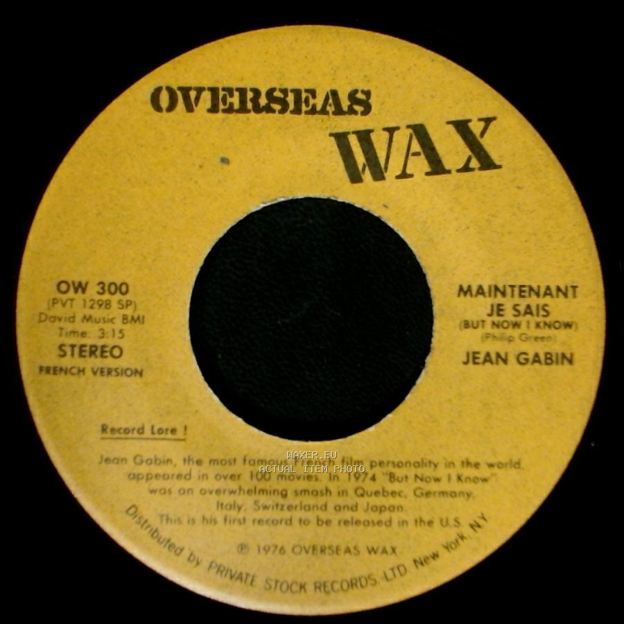 Jean Gabin - But Now I Know / Maintenant Je Sais (But Now I Know) side B