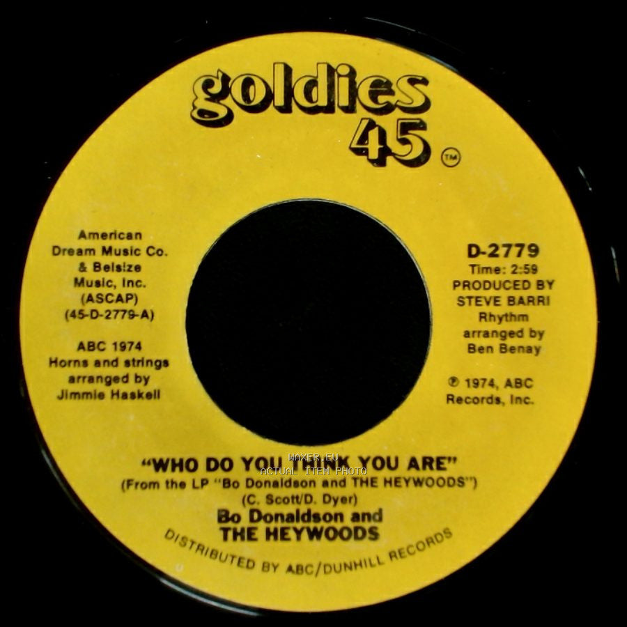 Bo Donaldson And The Heywoods - 'fool's Way Of Loving' / Who Do You Think You Are side B