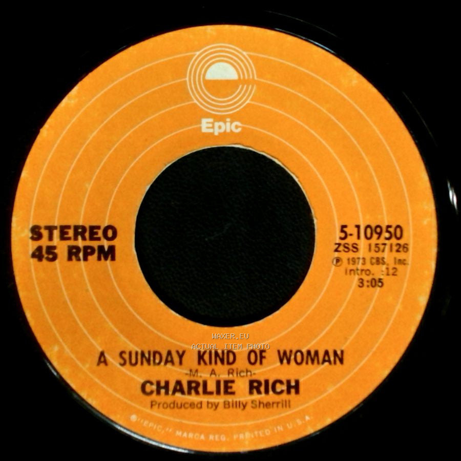 Charlie Rich - Behind Closed Doors / A Sunday Kind Of Woman side B