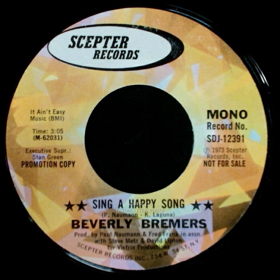 Beverly Bremers - Sing A Happy Song / Sing A Happy Song side A