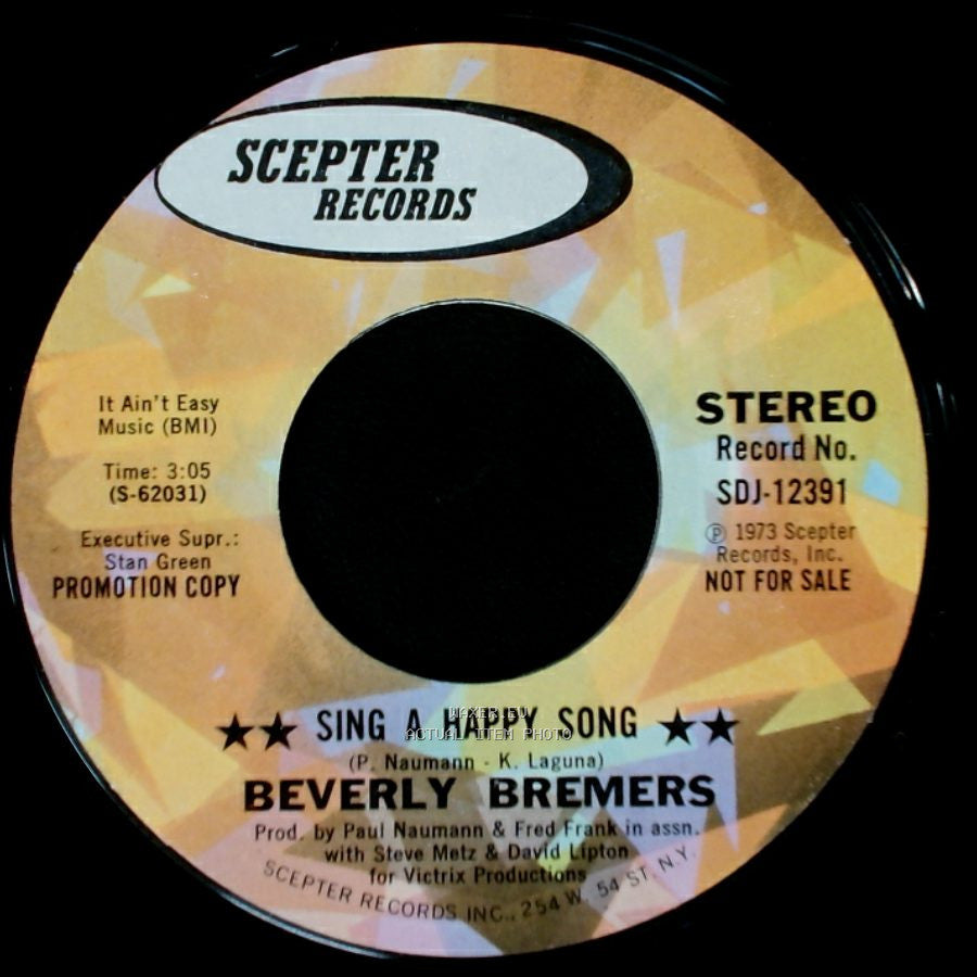 Beverly Bremers - Sing A Happy Song / Sing A Happy Song side B