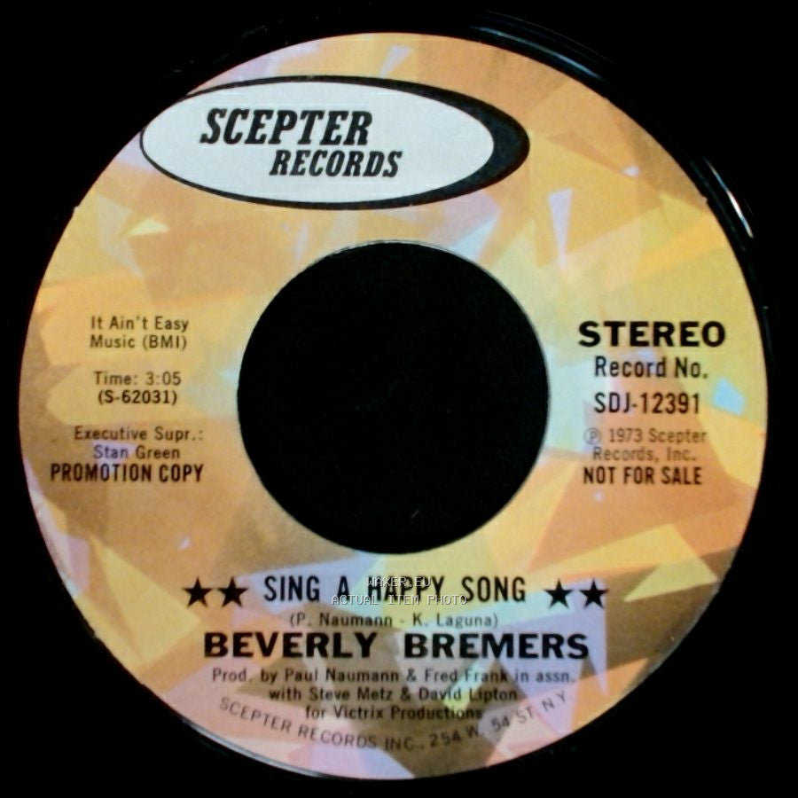 Beverly Bremers - Sing A Happy Song / Sing A Happy Song side B