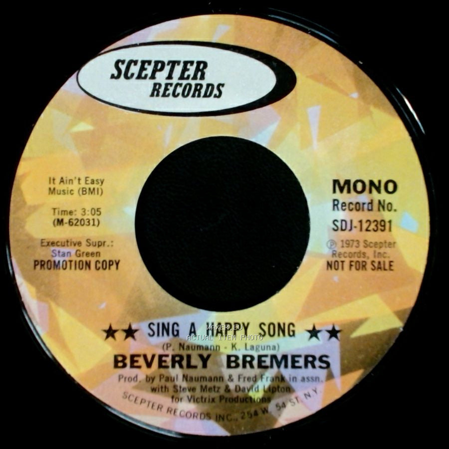 Beverly Bremers - Sing A Happy Song / Sing A Happy Song side B