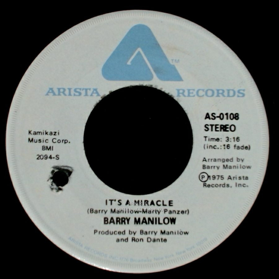 Barry Manilow - It's A Miracle / One Of These Days side B