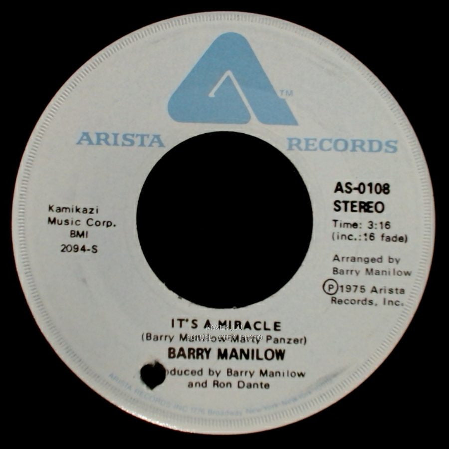Barry Manilow - It's A Miracle / One Of These Days side B