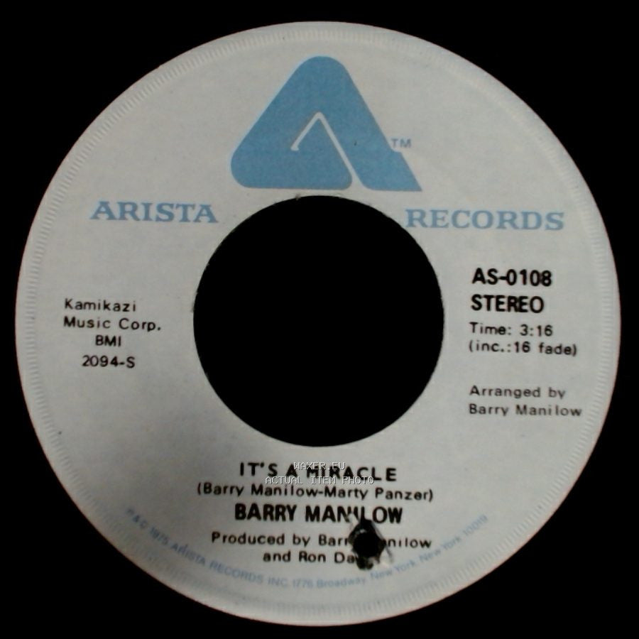 Barry Manilow - It's A Miracle / One Of These Days side B
