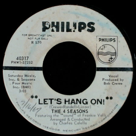 The 4 Seasons - On Broadway Tonight / Let's Hang On! side B