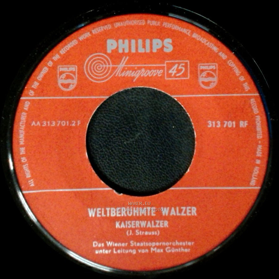Das Wiener Staatsopernorchester Unter Leitung Von Max Günther / Das Grosse Wiener Funkorchester Unter Leitung Von Max Schönherr - Weltberühmte Walzer - Kaiserwalzer / Weltberühmte Walzer An Der Schönen Blauen Donau (J. Strauss) side A