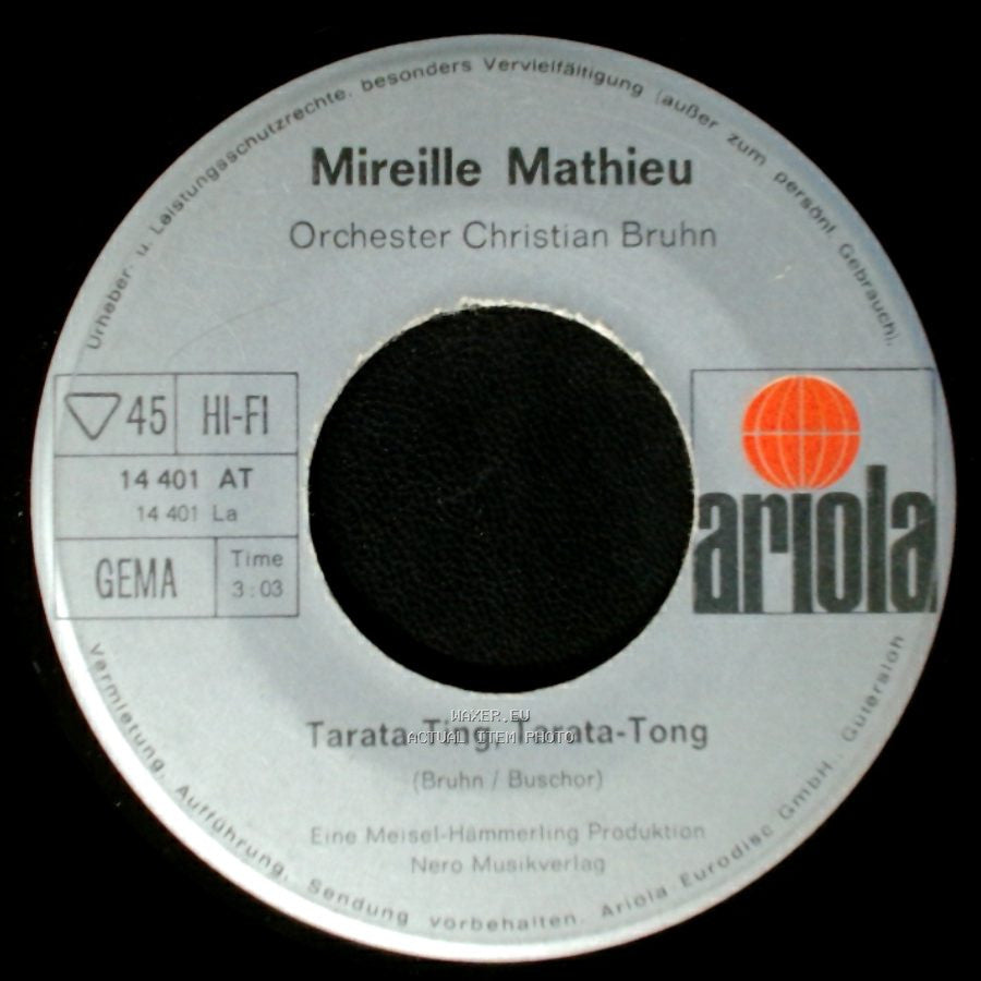 Mireille Mathieu - Das Wunder Aller Wunder Ist Die Liebe / Tarata-Ting, Tarata-Tong side B