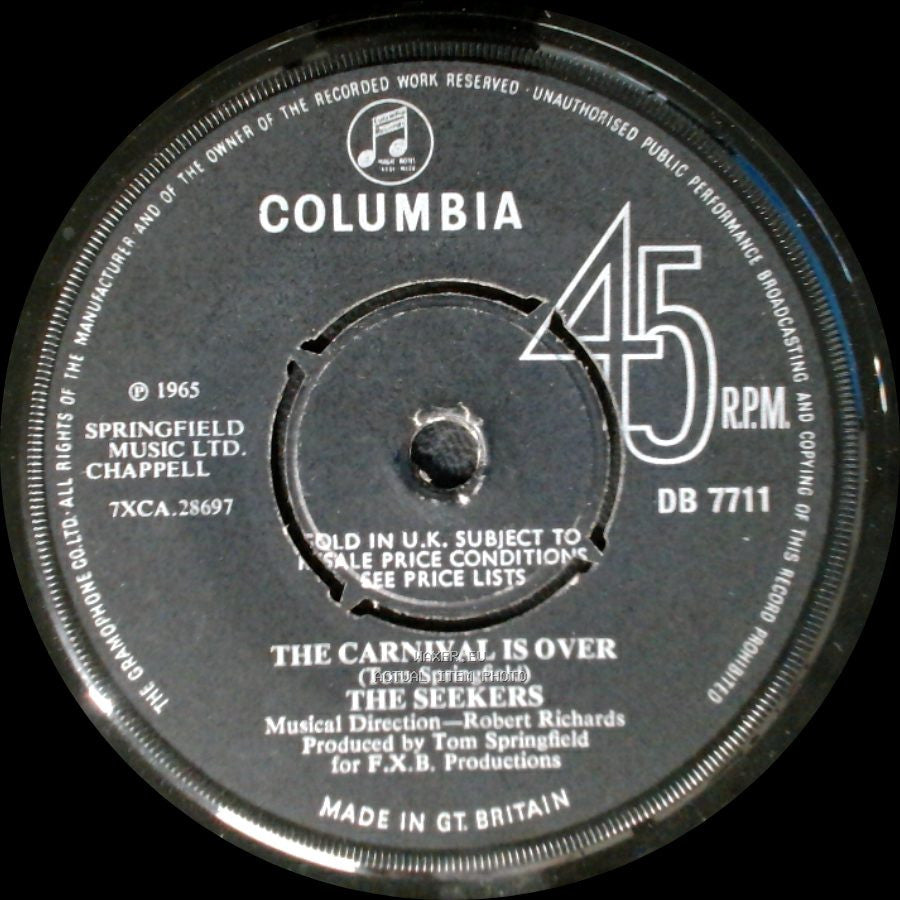 The Seekers - We Shall Not Be Moved / The Carnival Is Over side B