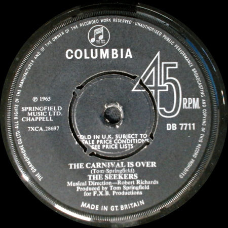 The Seekers - We Shall Not Be Moved / The Carnival Is Over side B