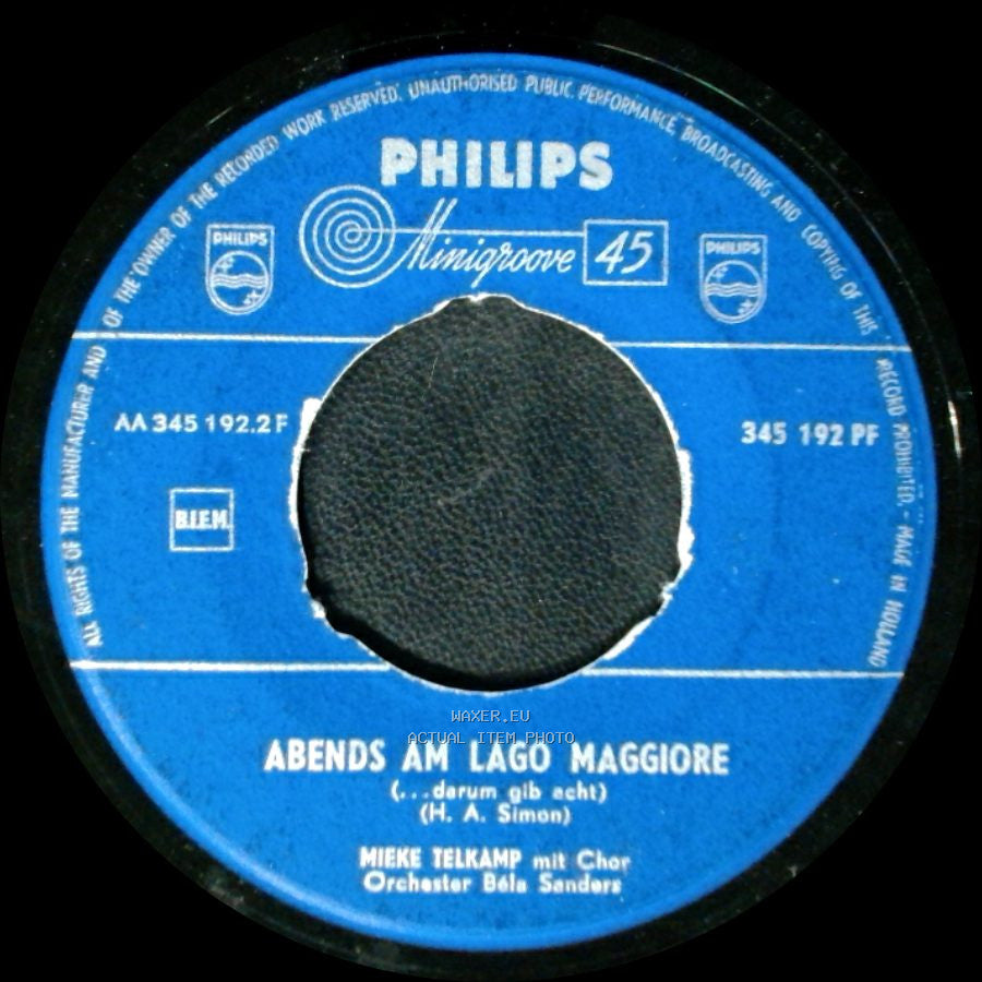 Mieke Telkamp Mit Chor, Orchester Béla Sanders - Abends Am Lago Maggiore (...Darum Gib Acht) / Prego, Prego, Gondoliere side A