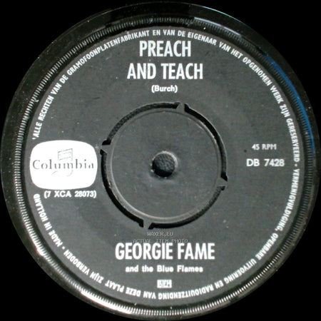 Georgie Fame And The Blue Flames - Yeah, Yeh, Yeh / Preach And Teach side B