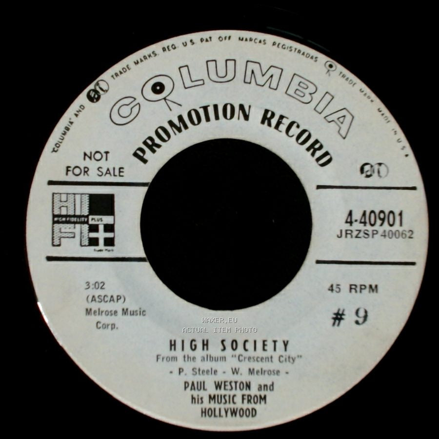 Paul Weston And His Music From Hollywood - Riverfront Blues / High Society side B