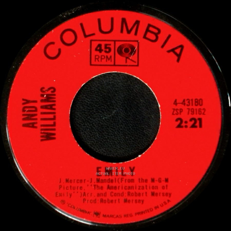 Andy Williams - Dear Heart / Emily side B