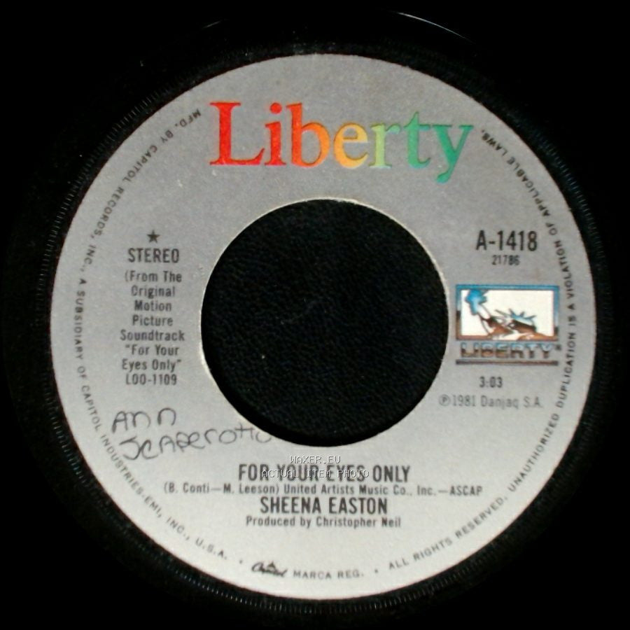 Sheena Easton - For Your Eyes Only / For Your Eyes Only side B