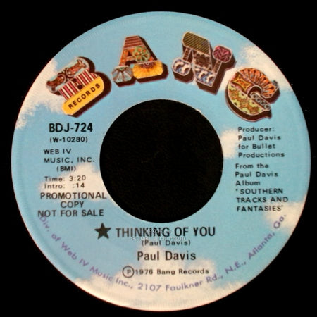 Paul Davis - Thinking Of You / Thinking Of You side B