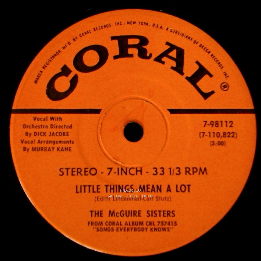 The Mcguire Sisters - Little Things Mean A Lot / You're Driving Me Crazy (What Did I Do) side A