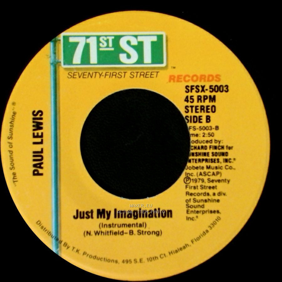 Paul Lewis - Just My Imagination / Just My Imagination (Instrumental) side B