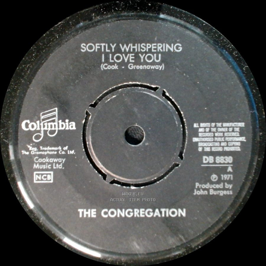 The Congregation - Softly Whispering I Love You / Softly Whispering I Love You side A